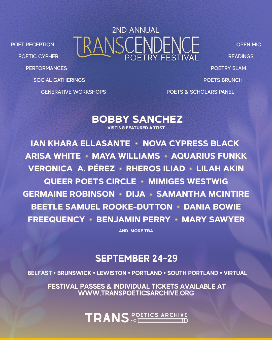 Sept 26: Transcendence Poetry Festival